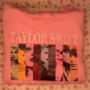 Taylor Swift Eras Tour Pink Hoodie Merch.